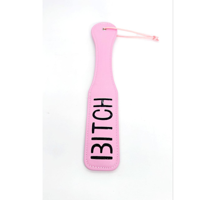 Шльопалка овальна з написом Bitch PADDLE, рожева, 31,5 см