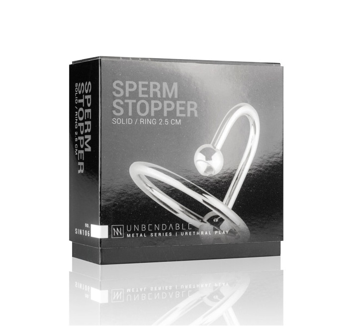 Уретральная вставка с кольцом Sinner Gear Unbendable - Sperm Stopper Solid, диаметр кольца 3,2см