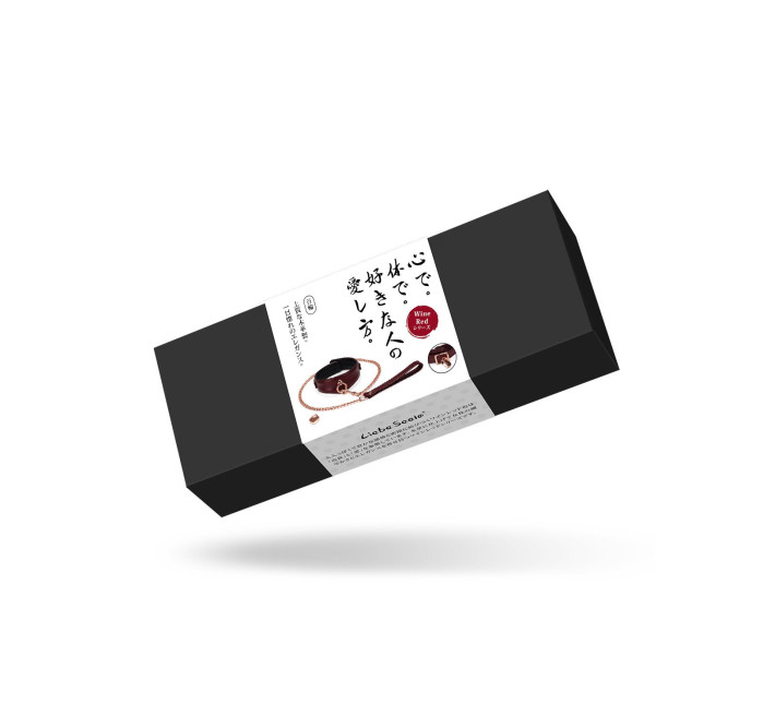 Кожаный ошейник с поводком Liebe Seele Wine Red Curved Collar, замок-сердечко