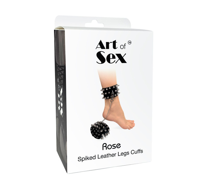 Поножі з шипами з натуральної шкіри Art of Sex, колір чорний