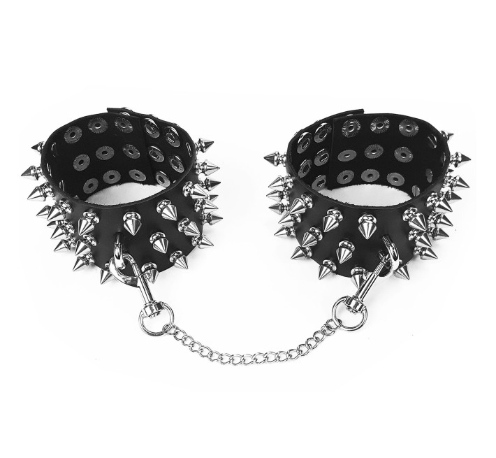 Поножі з шипами з натуральної шкіри Art of Sex, колір чорний