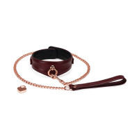 Кожаный ошейник с поводком Liebe Seele Wine Red Curved Collar, замок-сердечко Кожаный ошейник с поводком Liebe Seele Wine Red Curved Collar, замок-сердечко