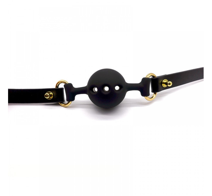 Кляп из силикона и итальянской кожи UPKO Breathable Small Ball Gag