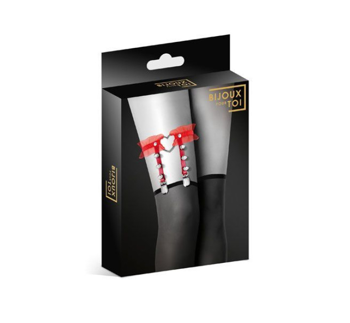 Гартер Bijoux Pour Toi - WITH HEART AND SPIKES червоний