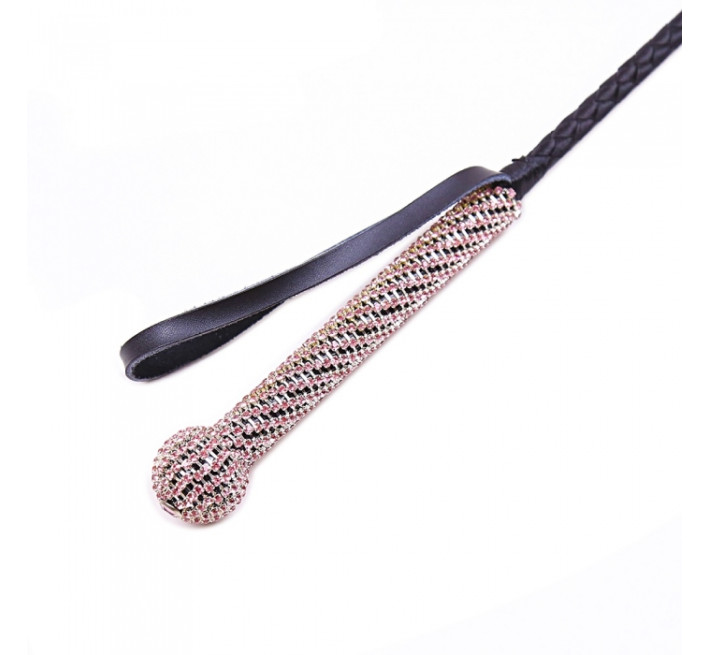 Батіг з діамантами DS Fetish Whip diamond pink 73 см