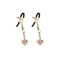 Затискачі для сосків Liebe Seele Nipple Clamps Gold Heart-shaped Flowers on White Затискачі для сосків Liebe Seele Nipple Clamps Gold Heart-shaped Flowers on White