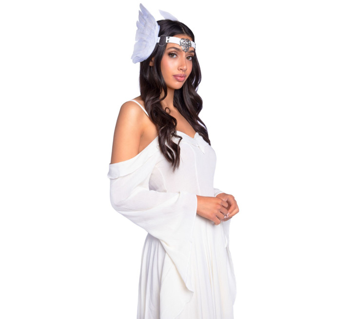 Пов’язка на голову з крилами Leg Avenue Feather headband White, пір’я та натуральна шкіра
