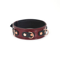 Кожаный ошейник с поводком Liebe Seele Wine Red Collar and Leash, 3 кольца для крепления Кожаный ошейник с поводком Liebe Seele Wine Red Collar and Leash, 3 кольца для крепления