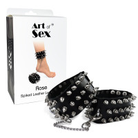 Поножі з шипами з натуральної шкіри Art of Sex, колір чорний Поножі з шипами з натуральної шкіри Art of Sex, колір чорний