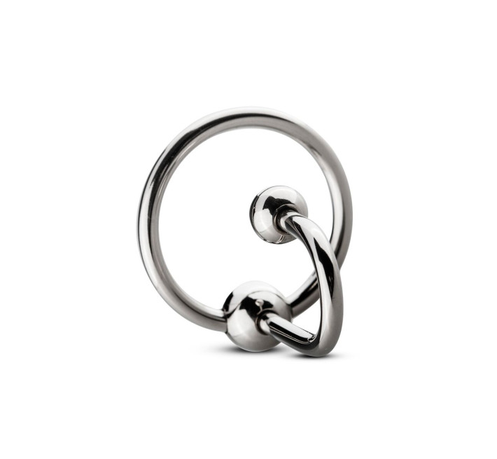 Уретральная вставка с кольцом Sinner Gear Unbendable - Sperm Stopper Solid, диаметр кольца 3,2см