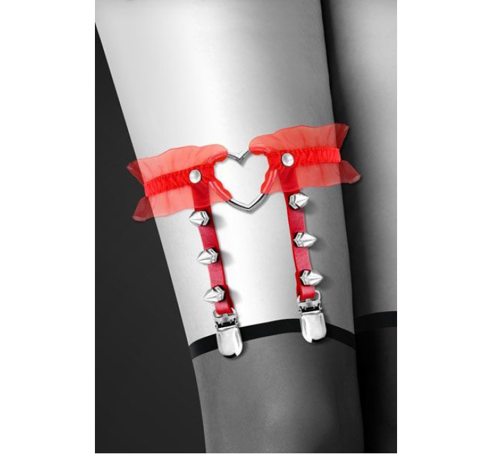 Гартер Bijoux Pour Toi - WITH HEART AND SPIKES червоний