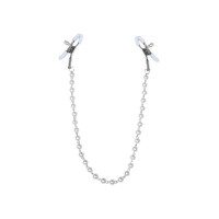 Затискачі для сосків з перлинами Feral Feelings - Nipple clamps Pearls, срібло/білий