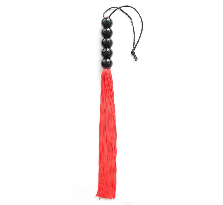 Флогер DS Fetish FLOGGER, 5 кульок, Червоний, ручка 45 см