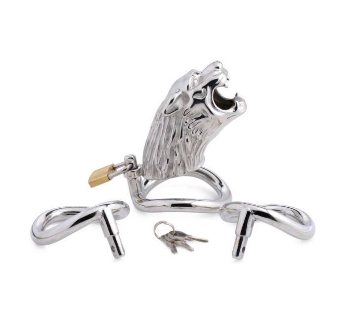 Клетка для пениса Master Series: Tiger King Cock Cage With Lock, три кольца, замок, три ключа