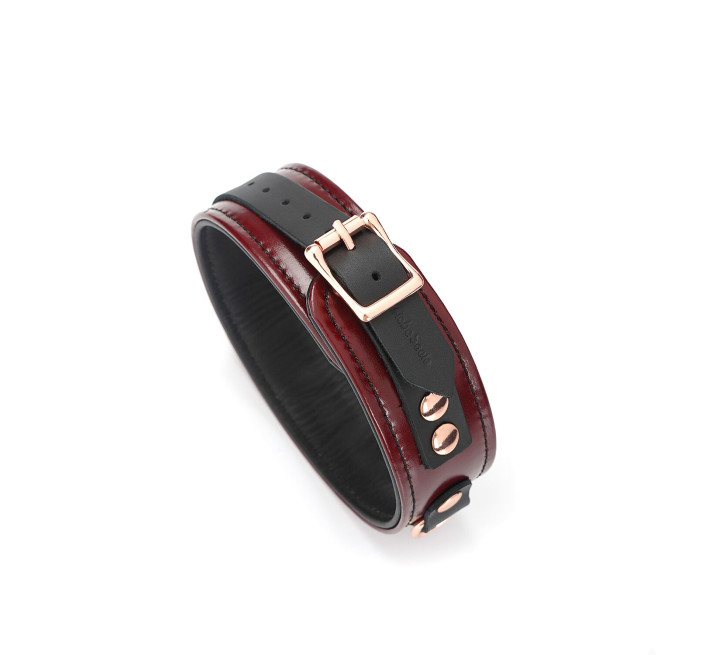 Кожаный ошейник с поводком Liebe Seele Wine Red Collar and Leash, 3 кольца для крепления