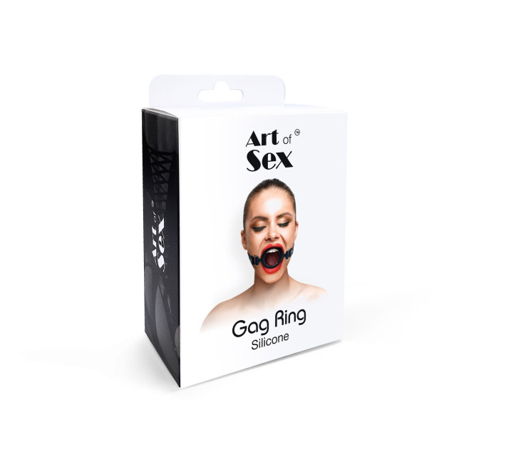 Кляп-расширитель силиконовое кольцо Art of Sex – Gag Ring, черный, натуральная кожа
