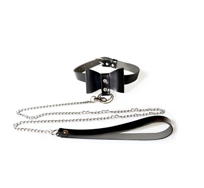 Чокер з повідцем Art of Sex - Butterfly чорний, екошкіра