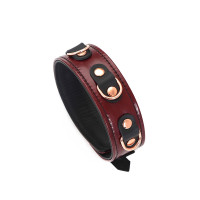 Кожаный ошейник с поводком Liebe Seele Wine Red Collar and Leash, 3 кольца для крепления Кожаный ошейник с поводком Liebe Seele Wine Red Collar and Leash, 3 кольца для крепления
