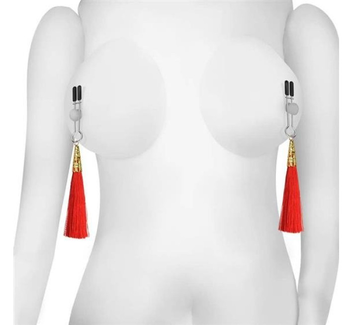 Затискачі для сосків LoveToy Bondage Fetish Glamor Tassel Nipple Clamp Red