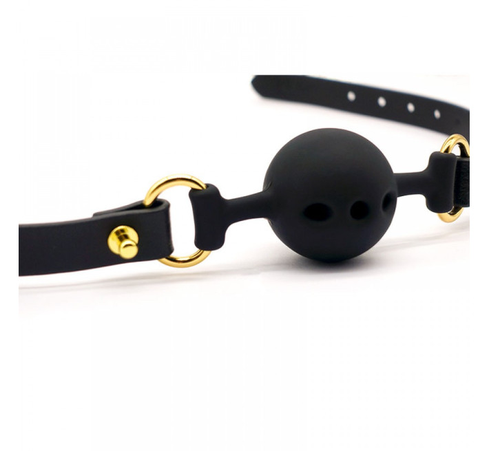 Кляп из силикона и итальянской кожи UPKO Breathable Small Ball Gag