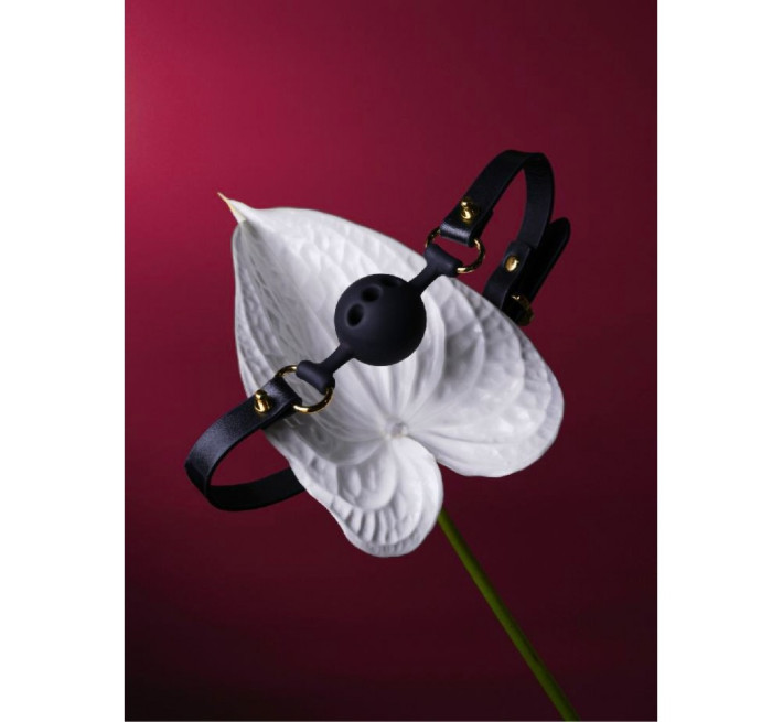 Кляп из силикона и итальянской кожи UPKO Breathable Small Ball Gag