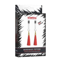 Затискачі для сосків LoveToy Bondage Fetish Glamor Tassel Nipple Clamp Red