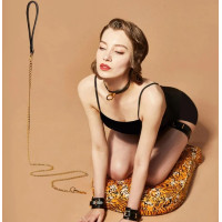 Поводок UPKO Leather Cosplay Leash, итальянская кожа, с металлической цепью,