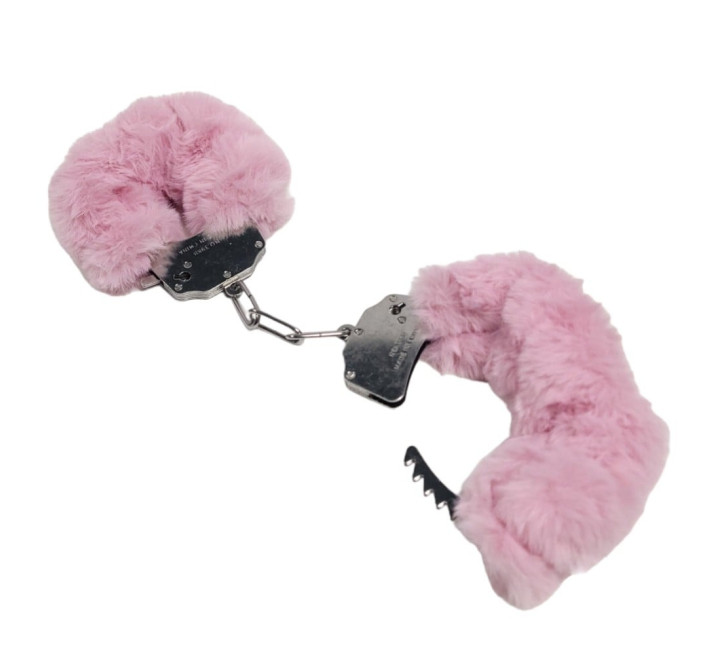 Наручники DS Fetish Plush handcuffs, метал з хутром, рожеві