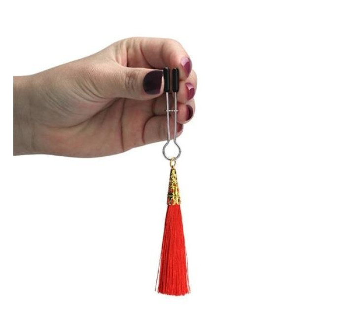 Затискачі для сосків LoveToy Bondage Fetish Glamor Tassel Nipple Clamp Red
