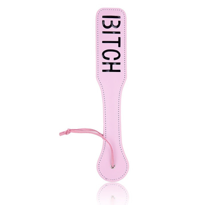 Шльопалка овальна з написом Bitch PADDLE, рожева, 31,5 см