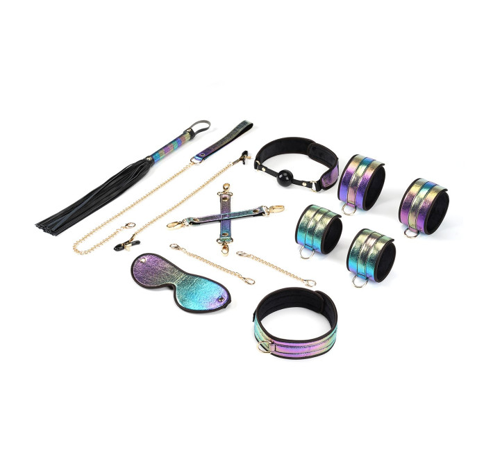 БДСМ-набор Liebe Seele Vivid Rainbow 8 Pieces Set, 8 аксессуаров, экокожа на бархатной основе