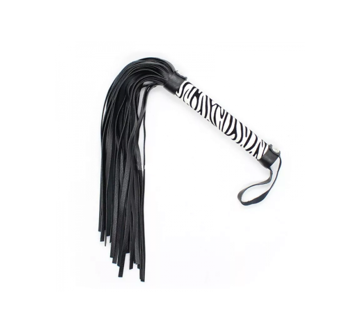 Флоггер DS Fetish Leopard flogger M black/white 40 см