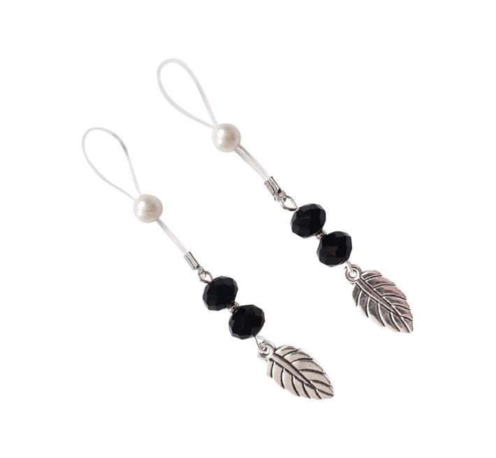 Сексуальні прикраси для сосків з листком Art of Sex Nipple Jewelry Leaf, Чорні