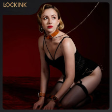 Нашийник з повідцем Lockink, шкіра, Коричневий