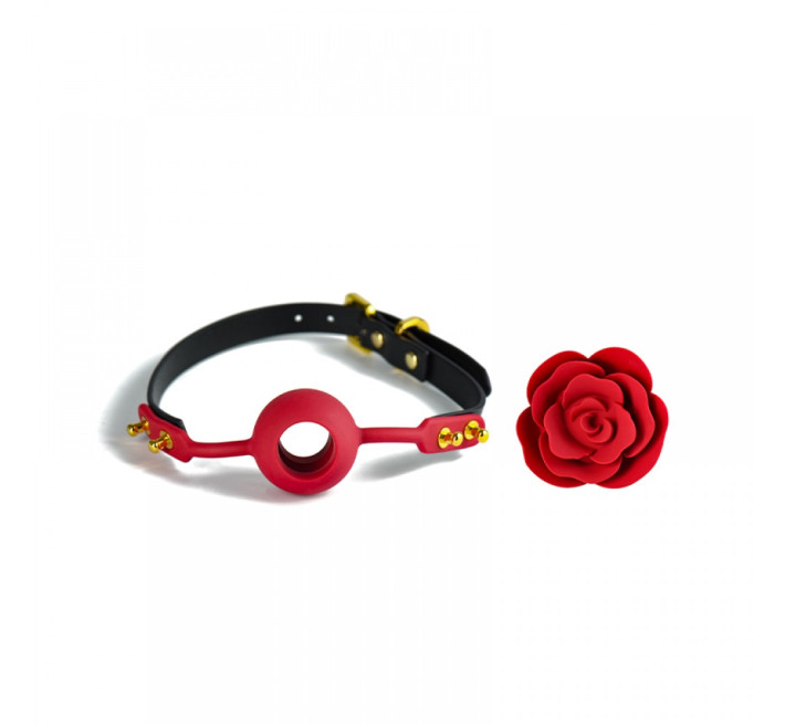 Кляп троянда із силікону та італійської шкіри UPKO Rose Ball Gag