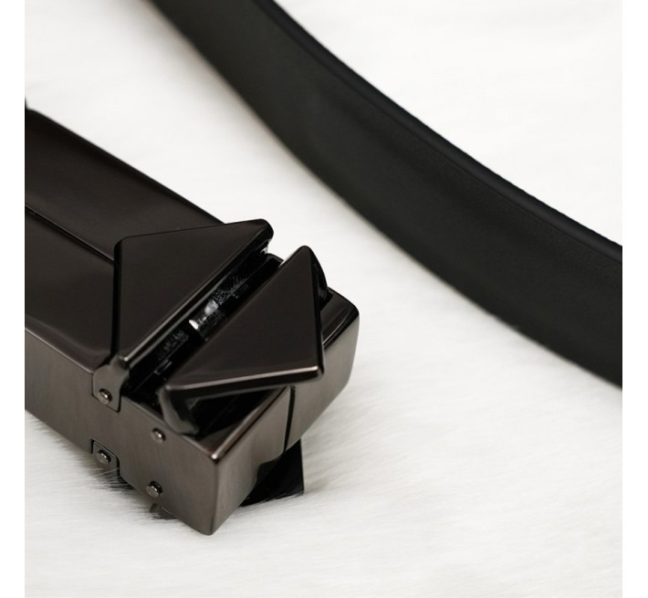 Ремінь з регульованою довжиною Lockink, натуральна шкіра та метал, чорний