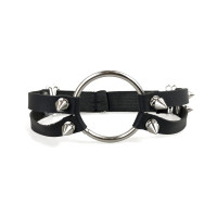 Чокер із металевим кільцем та шипами з натуральної шкіри Art of Sex - Ruby, колір Чорний Чокер із металевим кільцем та шипами з натуральної шкіри Art of Sex - Ruby, колір Чорний