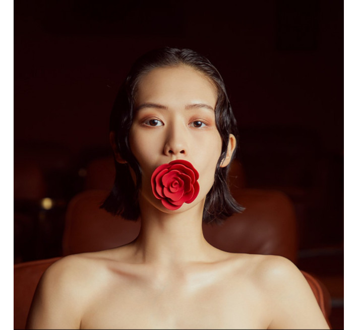 Кляп троянда із силікону та італійської шкіри UPKO Rose Ball Gag