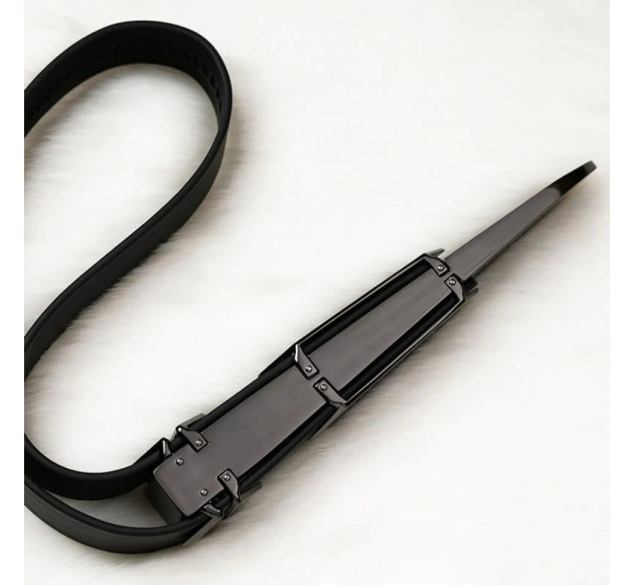 Ремінь з регульованою довжиною Lockink, натуральна шкіра та метал, чорний