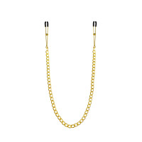 Тонкі затискачі для сосків з ланцюжком Feral Feelings - Chain Thin nipple clamps, золото/чорний Тонкі затискачі для сосків з ланцюжком Feral Feelings - Chain Thin nipple clamps, золото/чорний