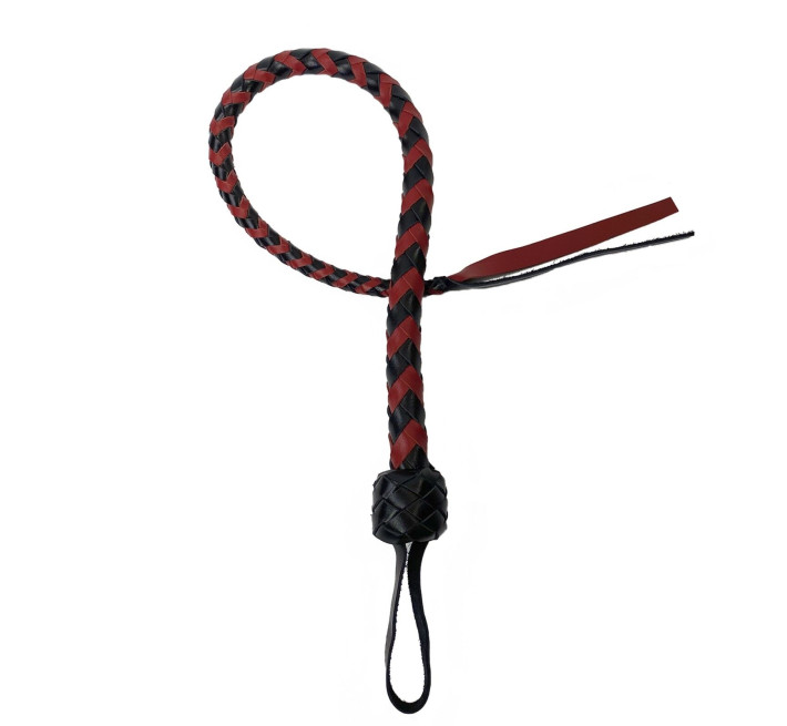 Плеті гнучкі Снейк Art of Sex, натуральна шкіра, довжина - 80 см, Чорно/Червона