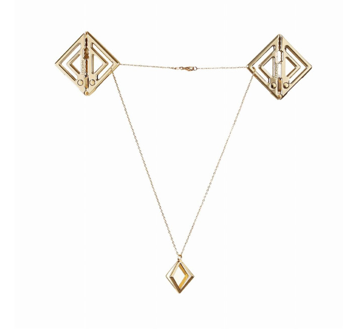 Зажимы для сосков с легкой подвеской LOCKINK Adjustable Nipple Clamps with Light Pendant - Golden