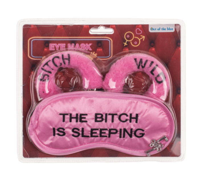 Плюшевые наручники и маска для глаз OOTB Wild Bitch Pink