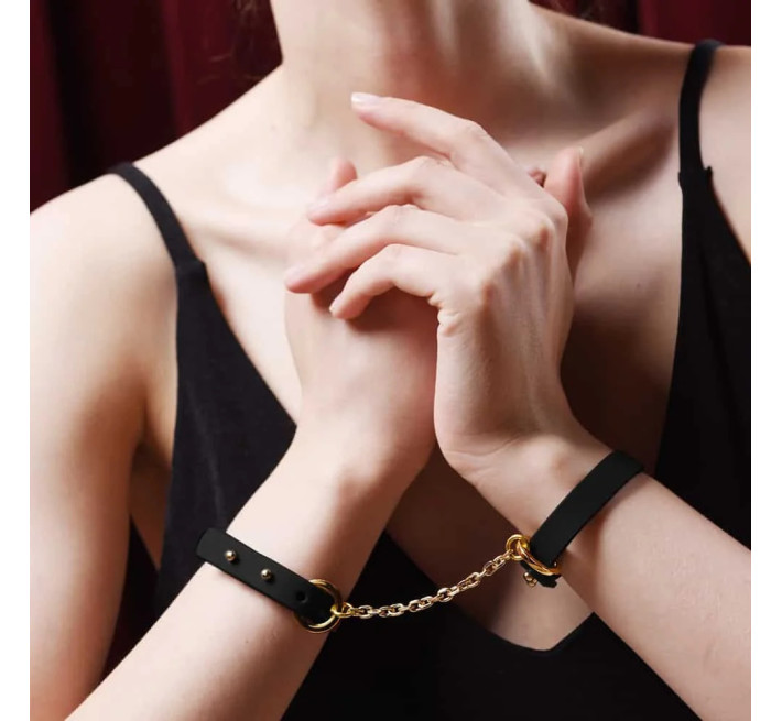 Браслет-наручники UPKO італійська шкіра, чорний