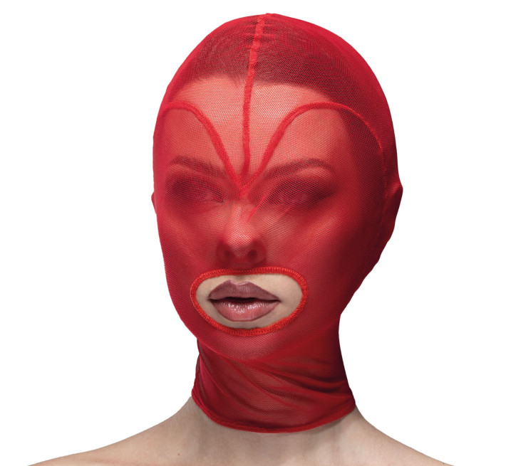 Маска серце сітка з відкритим ротом Feral Feelings - Hearts Mask Red/Red