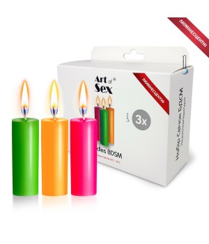 Набор восковых свечей Art of Sex S 10 см (3 шт), низкотемпературные, люминисцентные