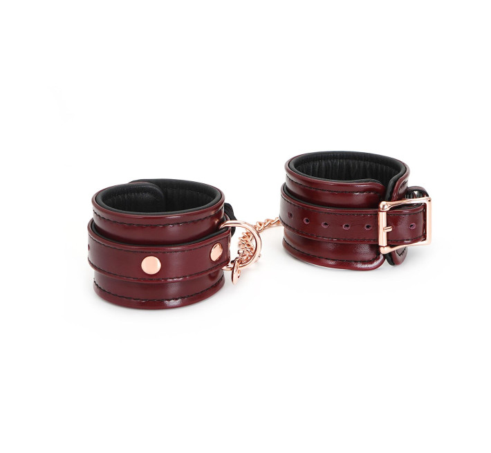 Шкіряні наручники Liebe Seele Wine Red Wrist Cuffs, знімний ланцюжок-кріплення