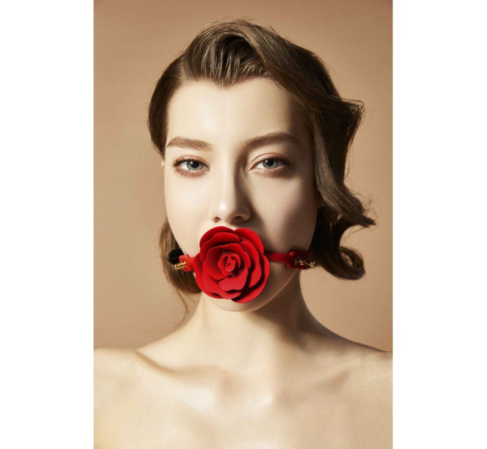 Кляп троянда із силікону та італійської шкіри UPKO Rose Ball Gag
