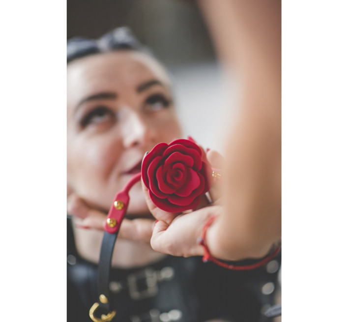 Кляп троянда із силікону та італійської шкіри UPKO Rose Ball Gag