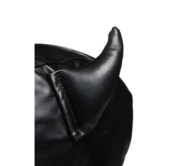 Маска з рогами Master Series: Dungeon Demon Bondage Mask with Horns, чорна